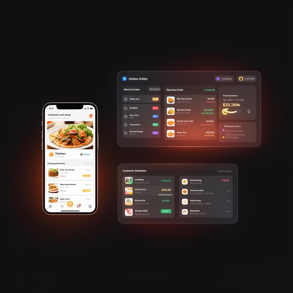 DOS SOOS ordering dashboard, mobile ordering app and customer database preview